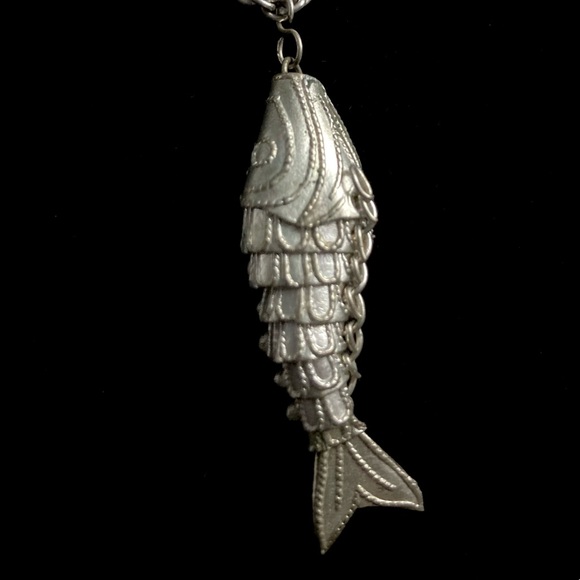 Vintage Articulated Fish Pendant | Jointed Moving Fish | 16" 925 Necklace - Picture 6 of 11